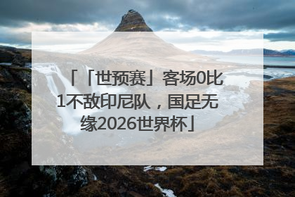 「世预赛」客场0比1不敌印尼队，国足无缘2026世界杯