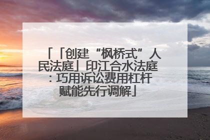 「创建“枫桥式”人民法庭」印江合水法庭：巧用诉讼费用杠杆 赋能先行调解