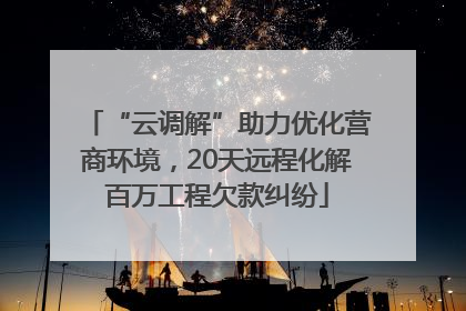 “云调解”助力优化营商环境，20天远程化解百万工程欠款纠纷