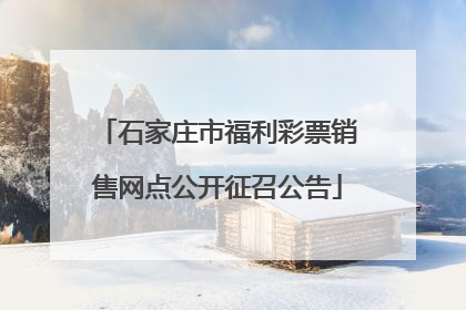 石家庄市福利彩票销售网点公开征召公告