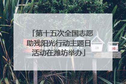 第十五次全国志愿助残阳光行动主题日活动在潍坊举办