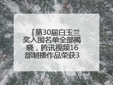第30届白玉兰奖入围名单全部揭晓，腾讯视频16部制播作品荣获31项提名