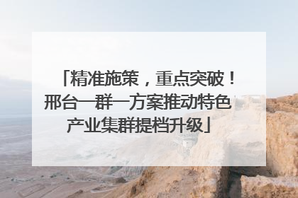 精准施策，重点突破！邢台一群一方案推动特色产业集群提档升级