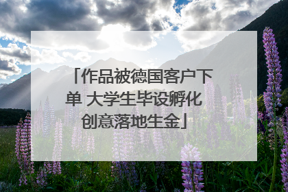 作品被德国客户下单 大学生毕设孵化创意落地生金
