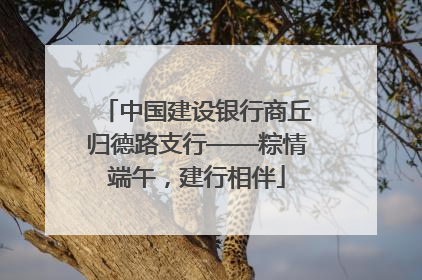 中国建设银行商丘归德路支行——粽情端午，建行相伴