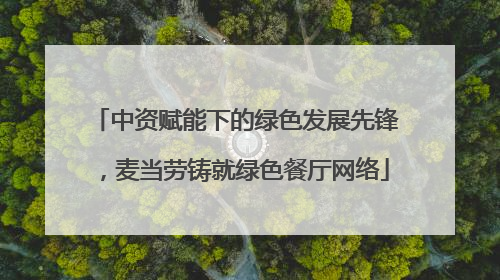 中资赋能下的绿色发展先锋，麦当劳铸就绿色餐厅网络