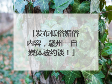发布低俗媚俗内容，赣州一自媒体被约谈！