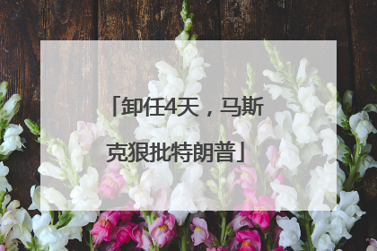 卸任4天，马斯克狠批特朗普