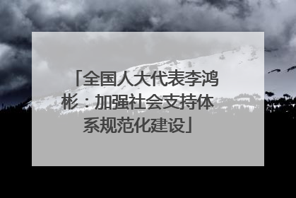 全国人大代表李鸿彬：加强社会支持体系规范化建设