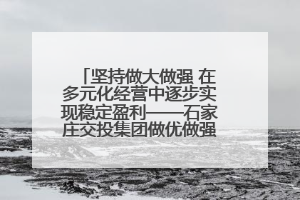 坚持做大做强 在多元化经营中逐步实现稳定盈利——石家庄交投集团做优做强典型报道之三