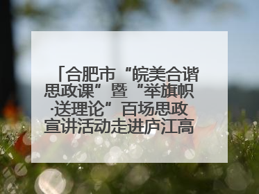 合肥市“皖美合谐思政课”暨“举旗帜·送理论”百场思政宣讲活动走进庐江高新实验学校