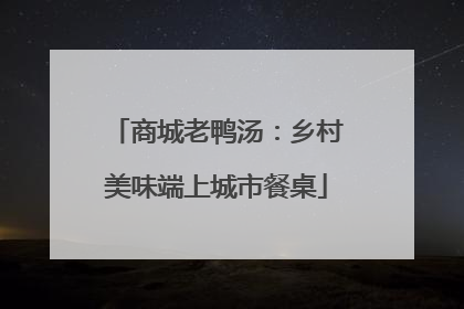 商城老鸭汤：乡村美味端上城市餐桌
