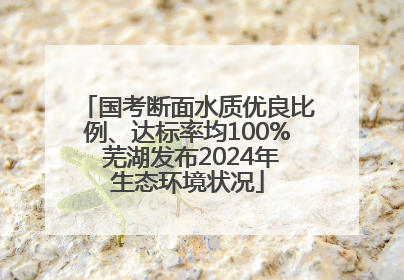国考断面水质优良比例、达标率均100% 芜湖发布2024年生态环境状况
