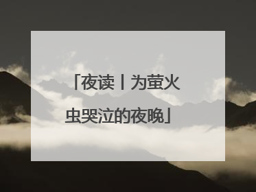 夜读丨为萤火虫哭泣的夜晚