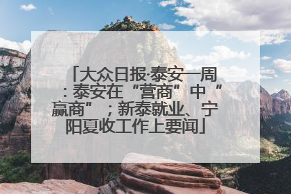 大众日报·泰安一周：泰安在“营商”中“赢商”；新泰就业、宁阳夏收工作上要闻