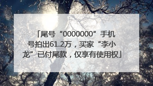 尾号“0000000”手机号拍出61.2万，买家“李小龙”已付尾款，仅享有使用权