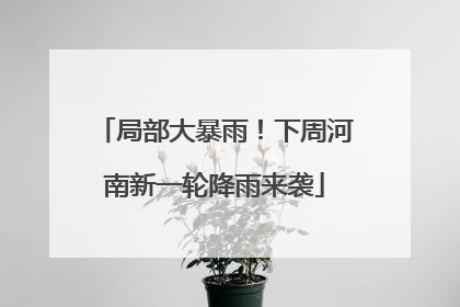 局部大暴雨！下周河南新一轮降雨来袭
