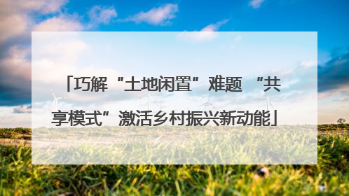 巧解“土地闲置”难题 “共享模式”激活乡村振兴新动能