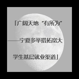 广阔天地“有所为”——宁夏多举措拓宽大学生基层就业渠道