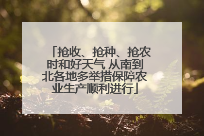 抢收、抢种、抢农时和好天气 从南到北各地多举措保障农业生产顺利进行