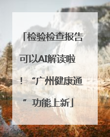 检验检查报告可以AI解读啦！“广州健康通”功能上新