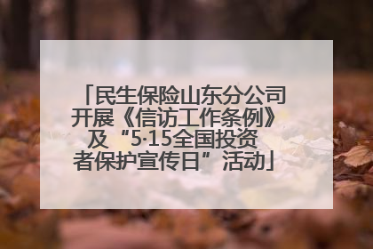 民生保险山东分公司开展《信访工作条例》及“5·15全国投资者保护宣传日”活动