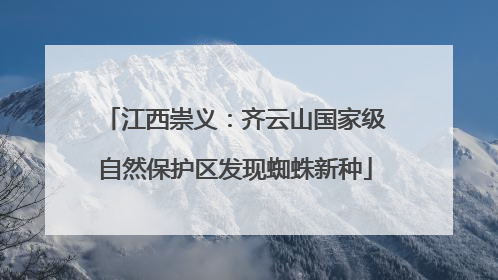 江西崇义：齐云山国家级自然保护区发现蜘蛛新种