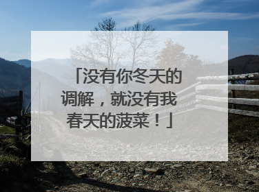 没有你冬天的调解，就没有我春天的菠菜！