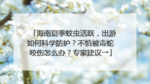 海南夏季蚊虫活跃，出游如何科学防护？不慎被毒蛇咬伤怎么办？专家建议→