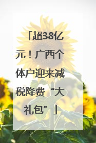 超38亿元！广西个体户迎来减税降费“大礼包”