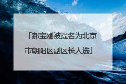 郝宝刚被提名为北京市朝阳区副区长人选