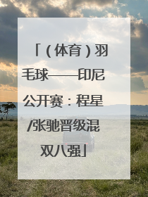 （体育）羽毛球——印尼公开赛：程星/张驰晋级混双八强