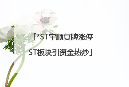 *ST宇顺复牌涨停 ST板块引资金热炒