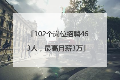 102个岗位招聘463人，最高月薪3万
