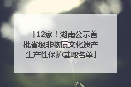 12家！湖南公示首批省级非物质文化遗产生产性保护基地名单