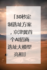 30秒定制选址方案，京津冀首个AI招商选址大模型亮相